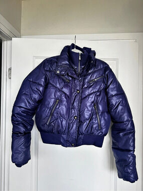 Grane Purple Puffer Cropped Jacket Size Small Like New